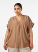 Viscose blouse met knoopjes en textuur, Bruin, Model image number 0