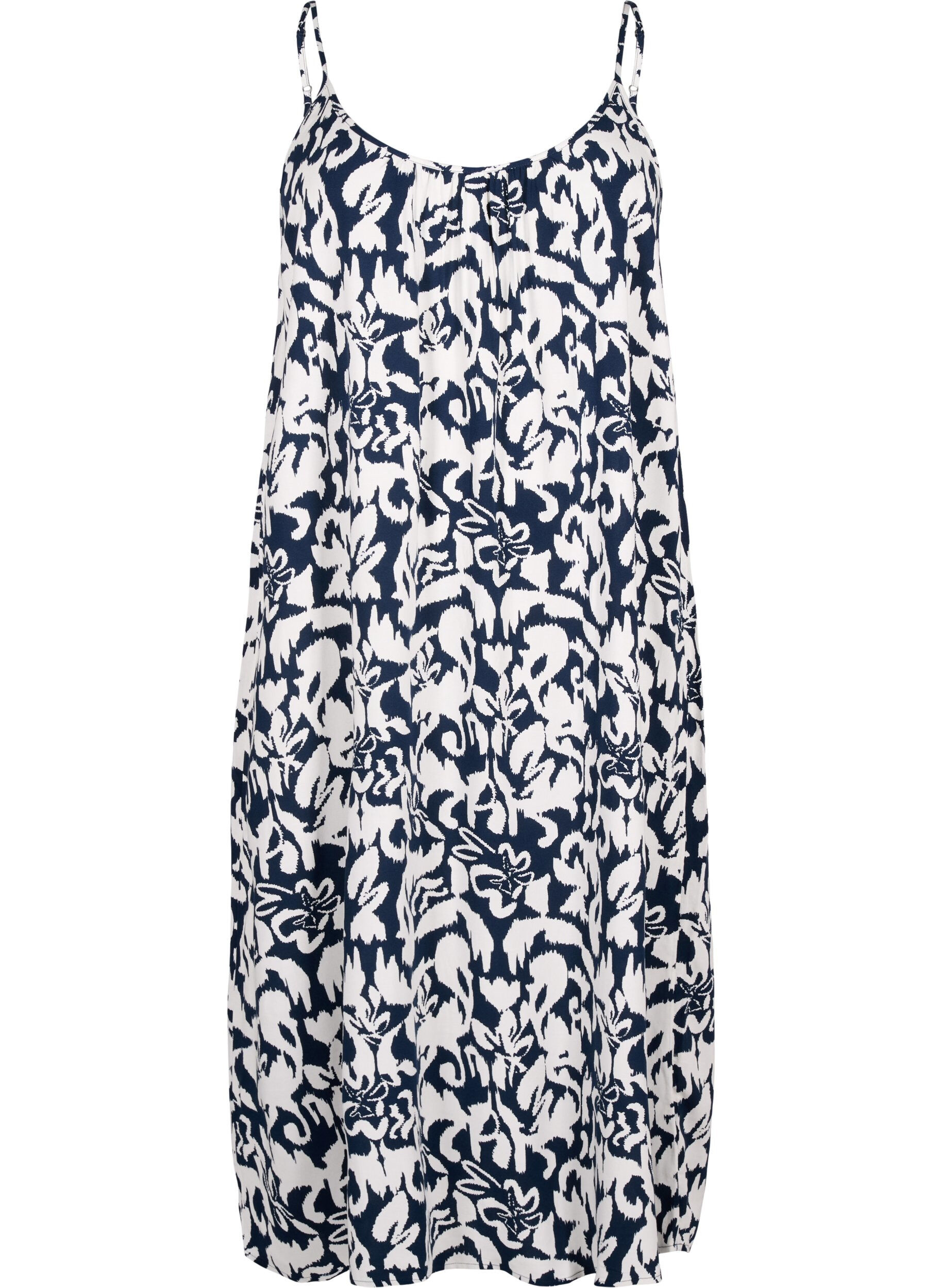 ZizziBandjurk van viscose met print, Navy Bl. Ethnic AOP, Packshot image number 0