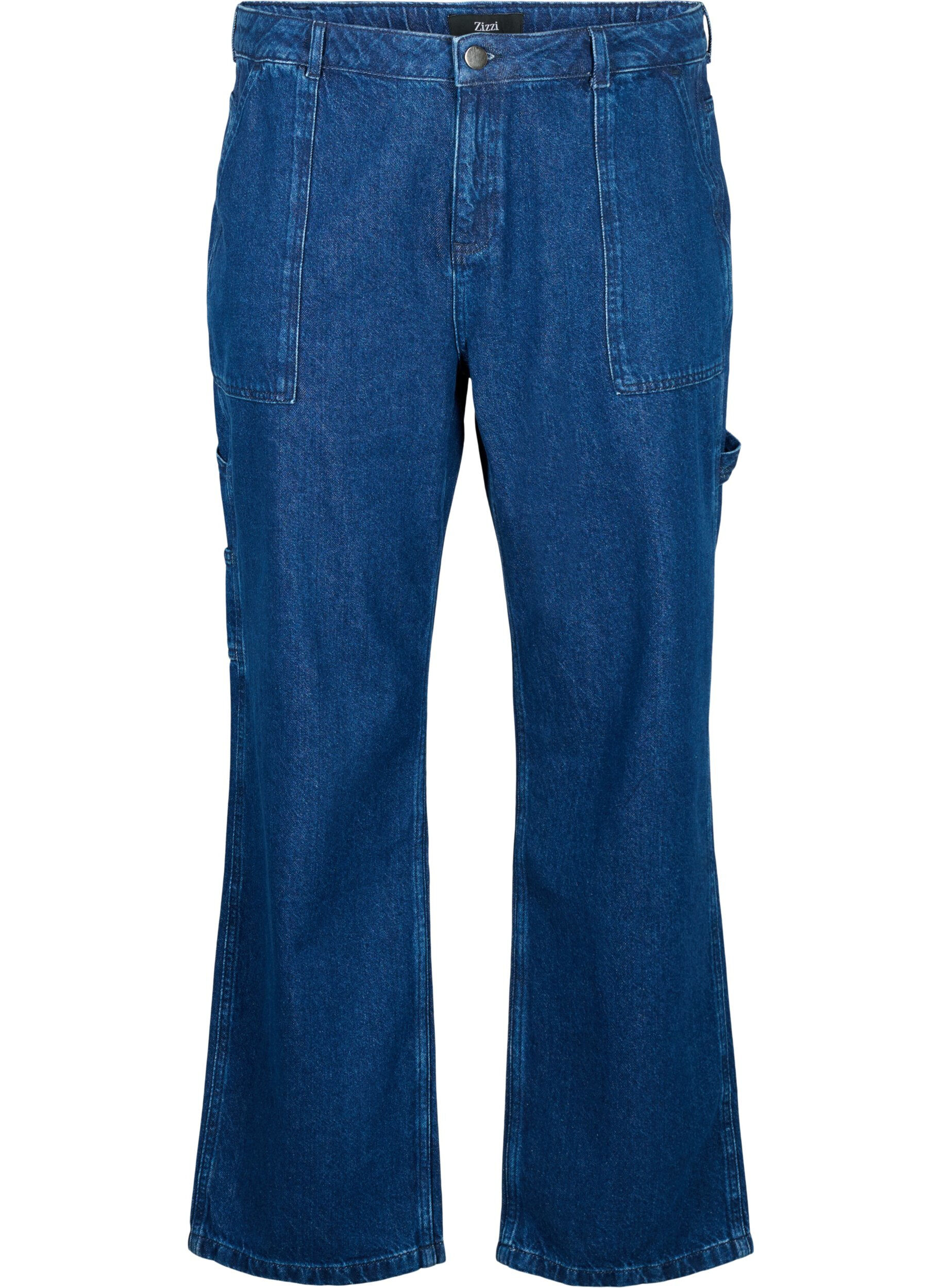 ZizziCargo jeans met rechte pijp, Dark blue, Packshot image number 0