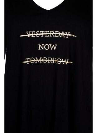 Katoenen nachthemd met print, Black w. Gold Foil, Packshot image number 2