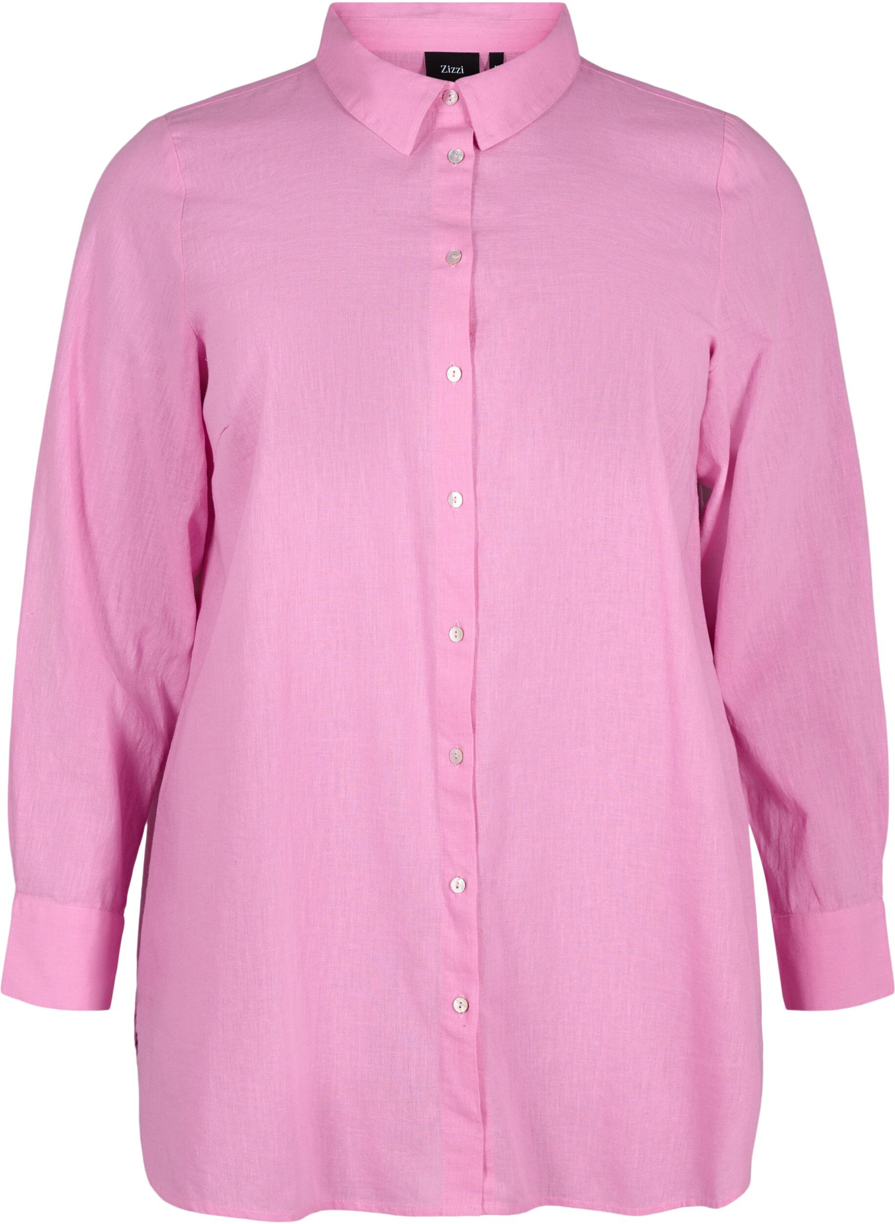 Zizzi Chemise longue en lin et en coton, Rosebloom, Packshot image number 0