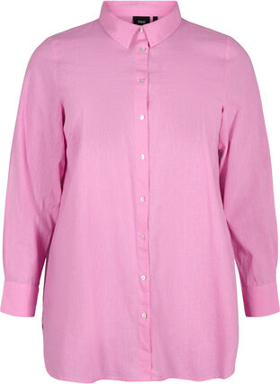 Lang shirt van linnen en katoen, Rosebloom, Packshot image number 0