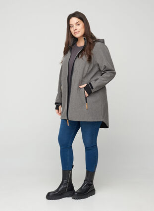 Veste softshell avec capuche et poches, Medium Grey Melange, Model image number 3