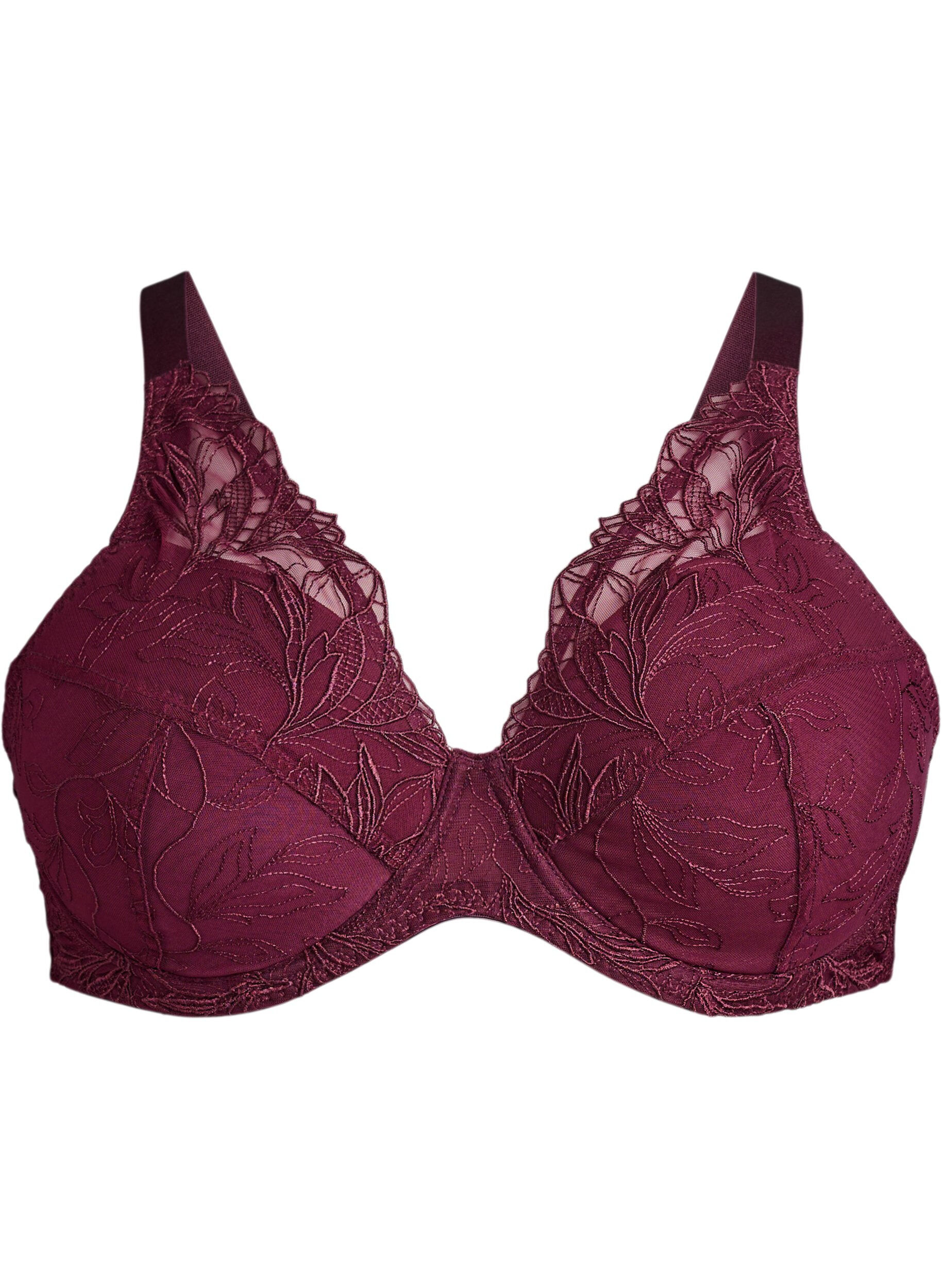 ZizziSoutien-gorge rembourr&eacute; en dentelle avec armatures, Bordeaux, Packshot image number 0