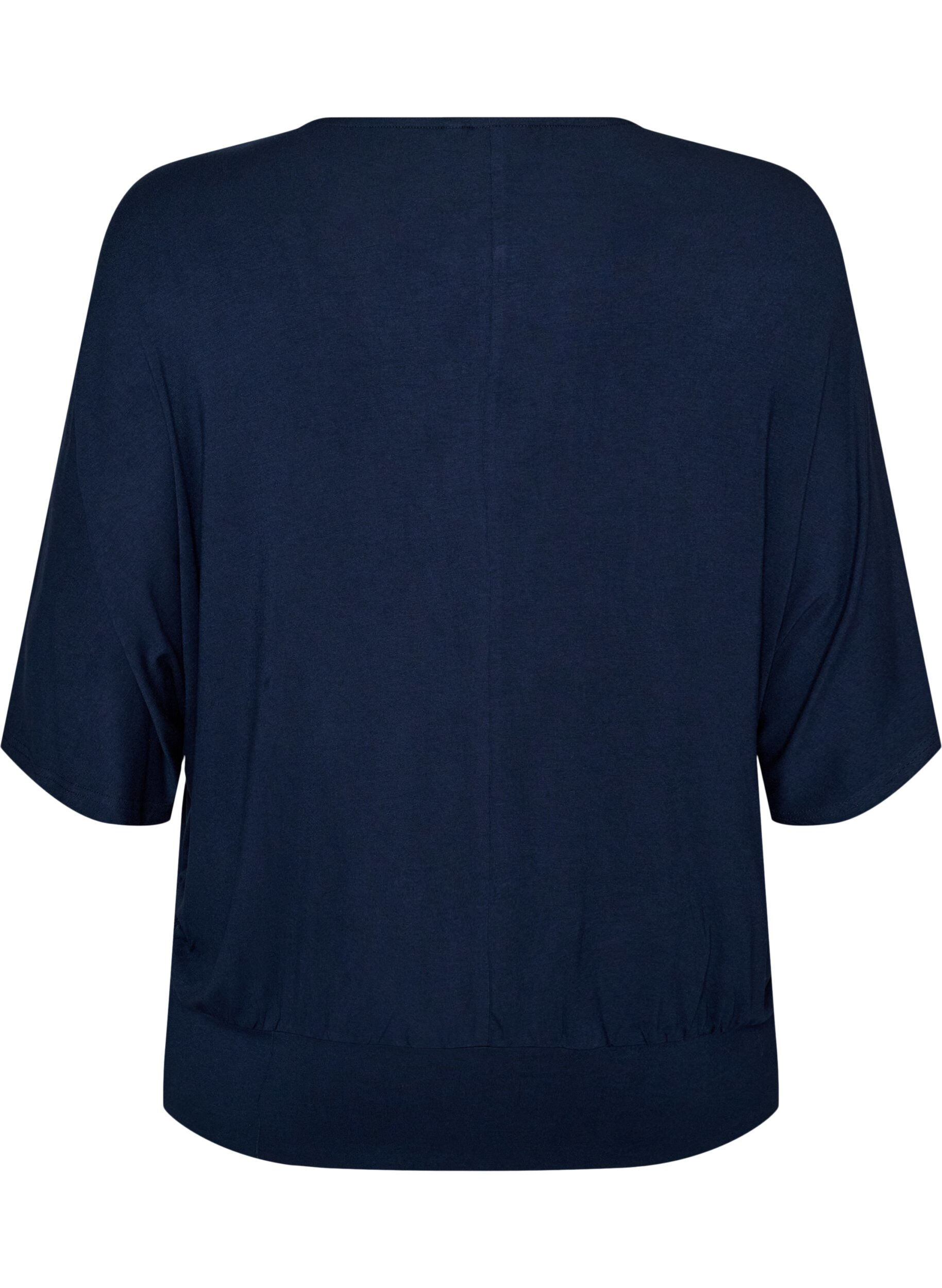 ZizziJersey blouse met halflange ballonmouwen, Blauw, Packshot image number 1