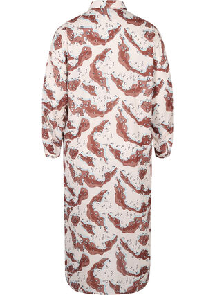 Gedessineerde jurk met lange mouwen en knopen, Camouflage AOP, Packshot image number 1