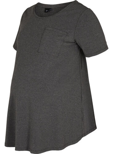 T-shirt de grossesse à manches courtes en coton, Dark Grey Melange, Packshot image number 0