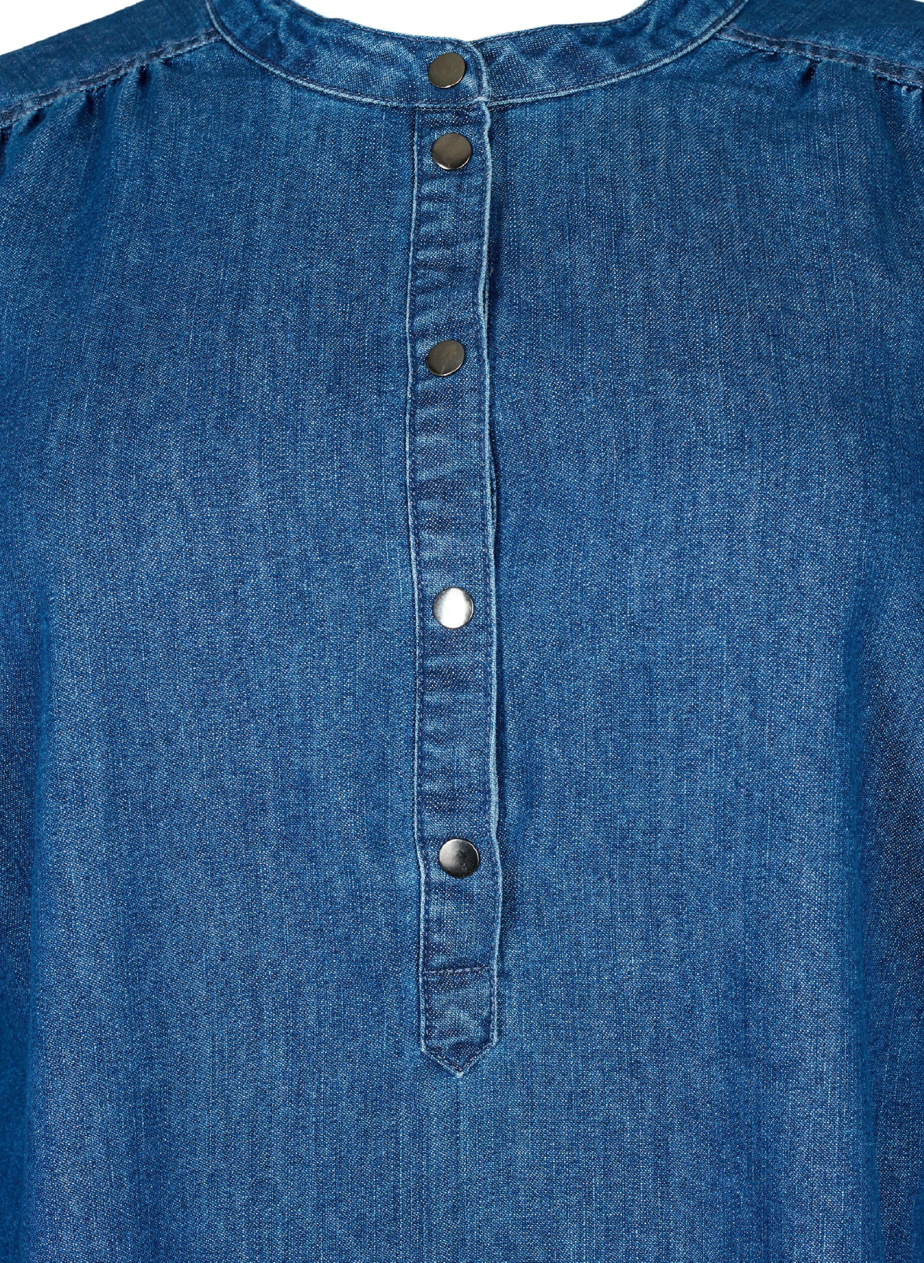 ZizziDenim jurk met lange mouwen, Blue denim, Packshot image number 2