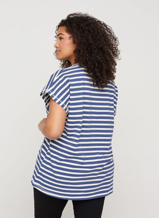 Haut rayé en coton, Twilight Blue Stripe, Model image number 1