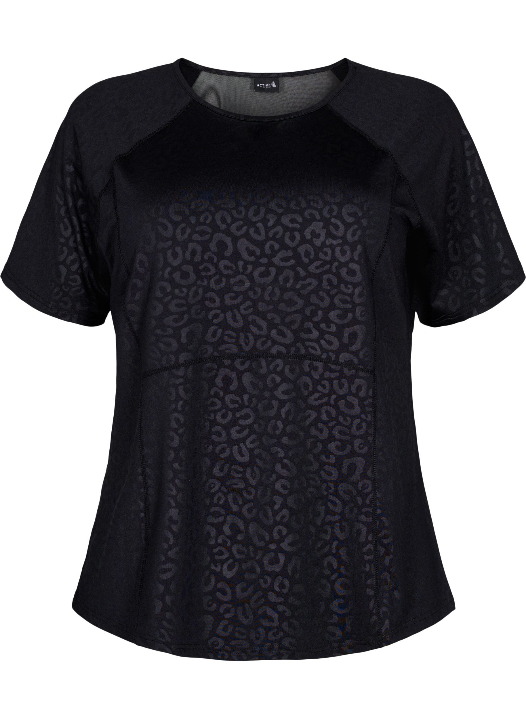 ZizziSport T-shirt met print en mesh, Black, Packshot image number 0