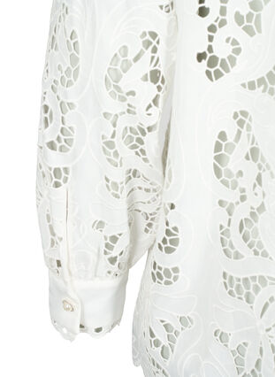 Kanten shirt blouse met lange mouwen, White, Packshot image number 3