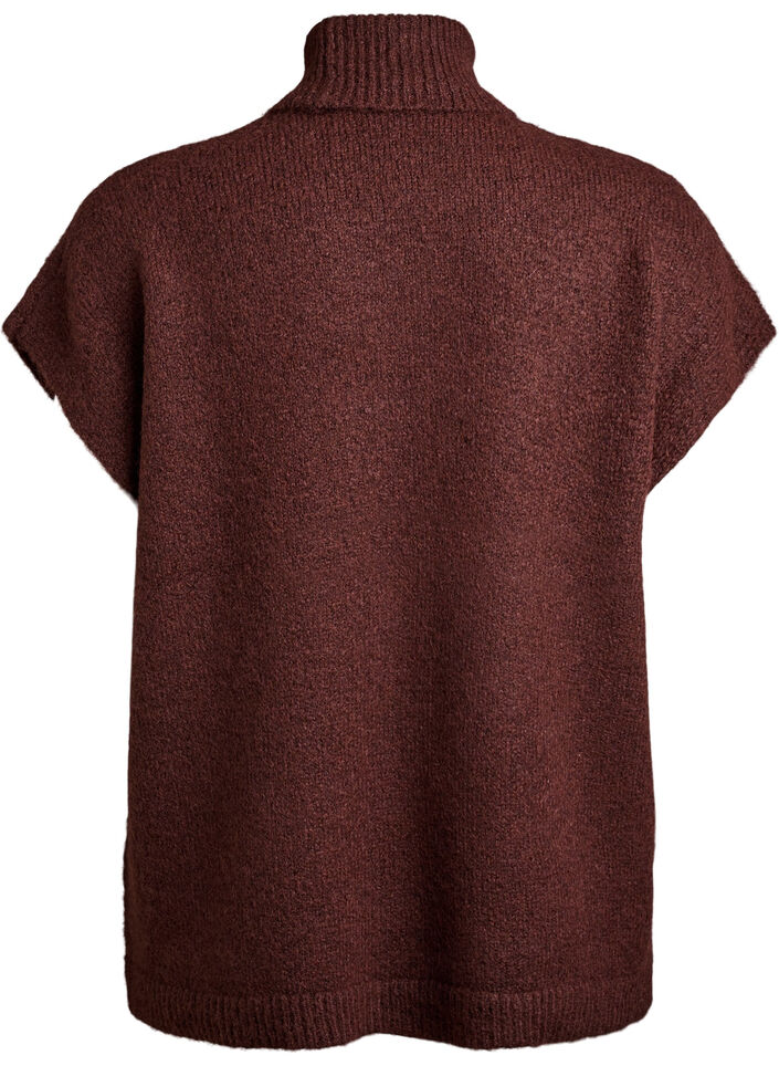 Pull sans manches en maille &agrave; col roul&eacute;, Marron, Packshot image number 1