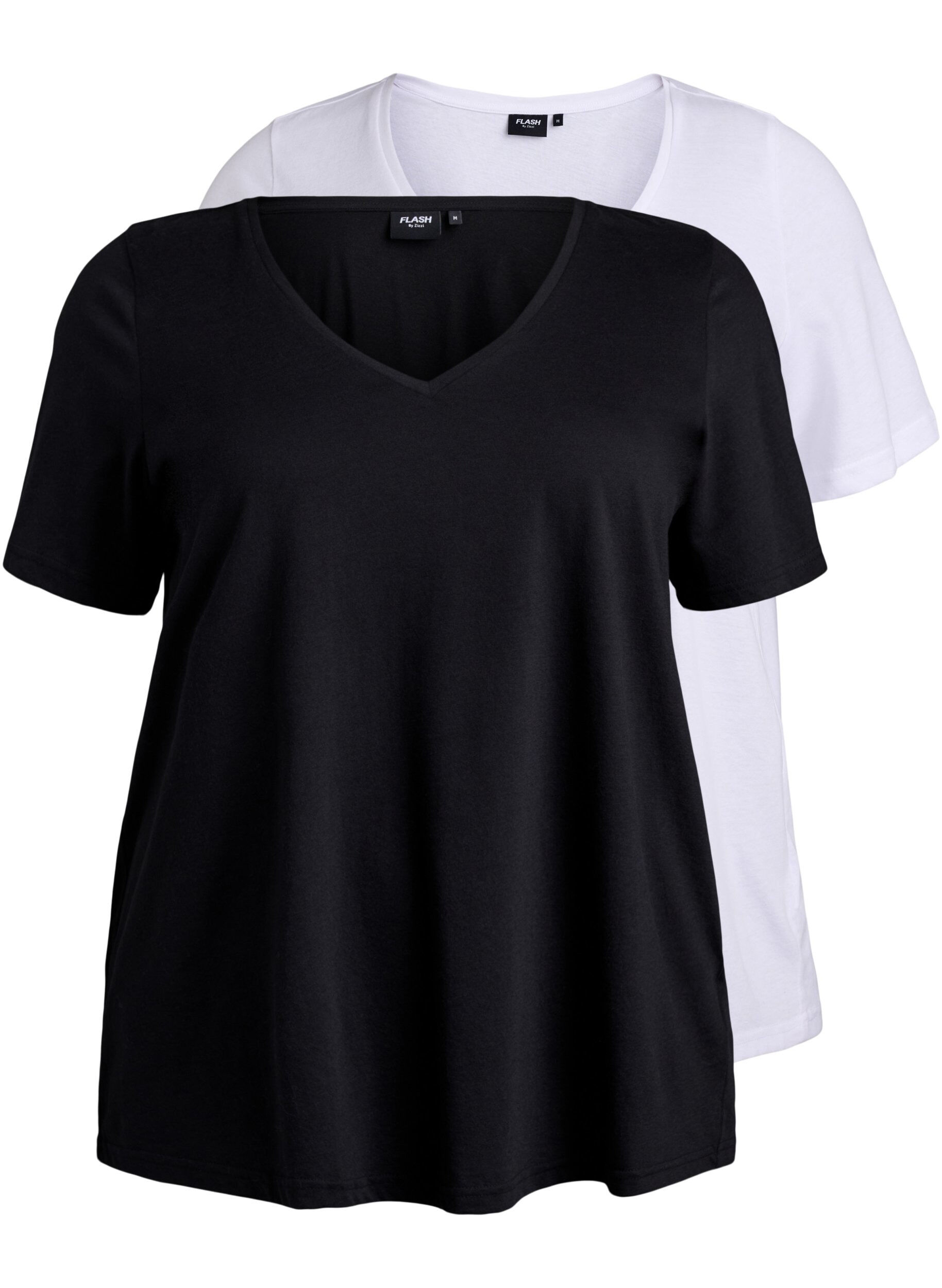 Zizzi2-pack T-shirts met V-hals, Zwart, Packshot image number 0
