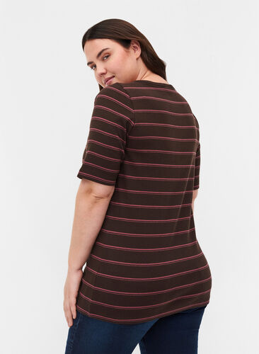 T-shirt côtelé rayé en coton, Mole Stripe, Model image number 1