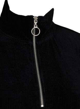 Velours jurk met hoge hals en ritssluiting, Black, Packshot image number 2