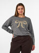 Gebreide jumper met glitterstrik, Grijs, Model image number 0
