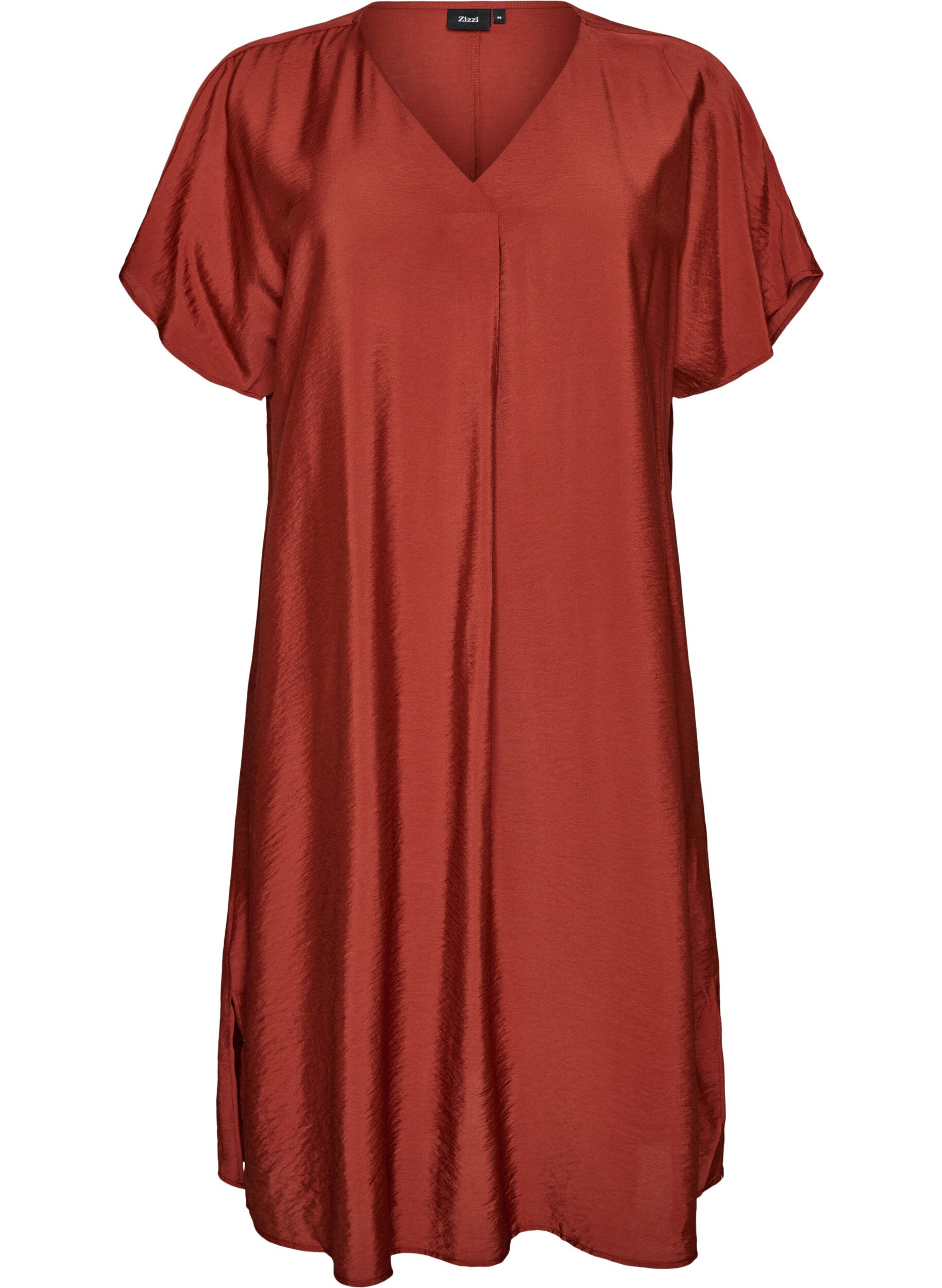 ZizziJurk met V-hals van viscose, Rood, Packshot image number 0
