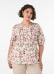 Blouse en viscose avec smocks et effet p&eacute;plum, Vanille, Model image number 0