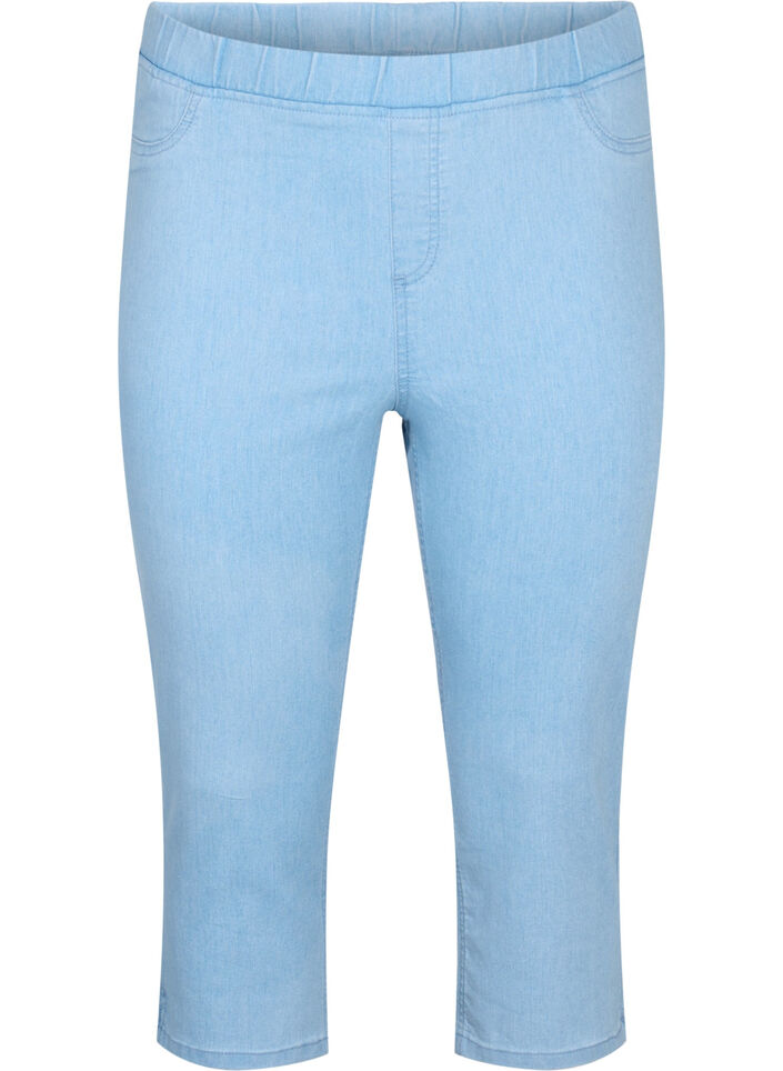 Driekwart broek in katoenmix, Light blue denim, Packshot image number 0