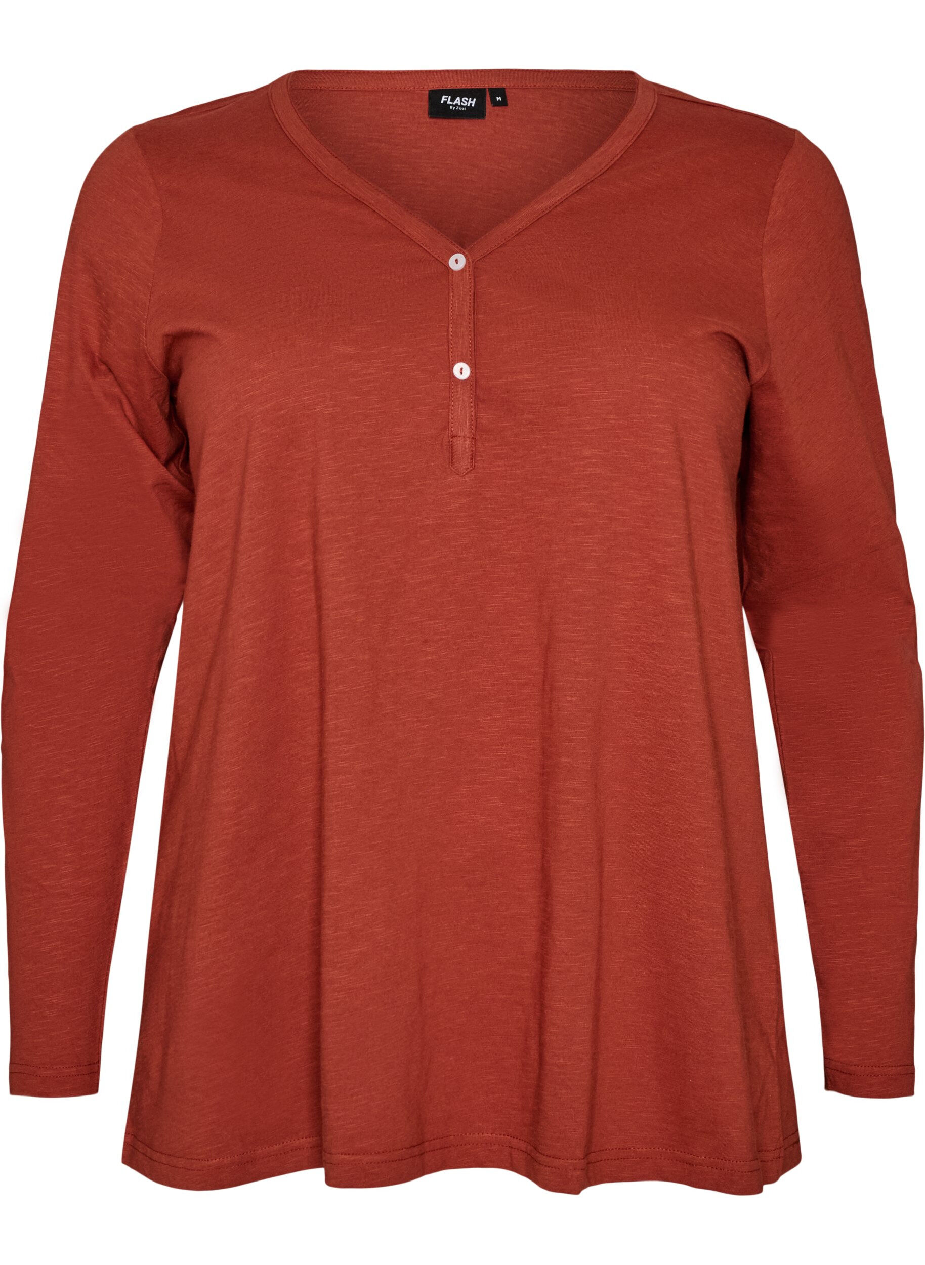 FLASH - T-shirt &agrave; manches longues avec col V et boutons