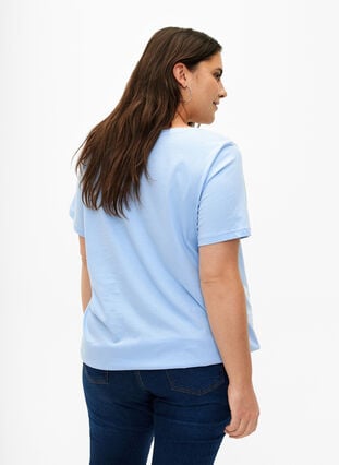 T-shirt en coton à manches courtes avec bord élastique, Serenity w. Live, Model image number 1