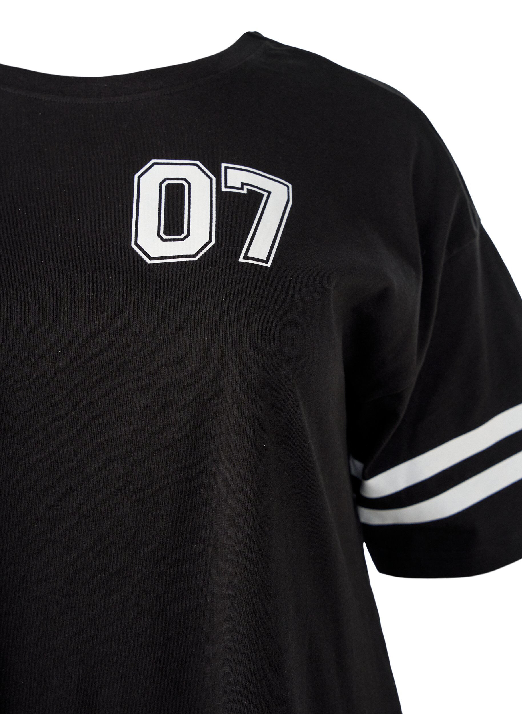ZizziKort T-shirtjurkje met sportieve details, Zwart, Packshot image number 2
