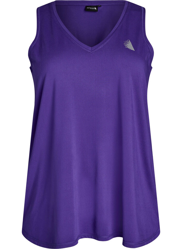 Top de sport avec col en V, Violet, Packshot image number 0