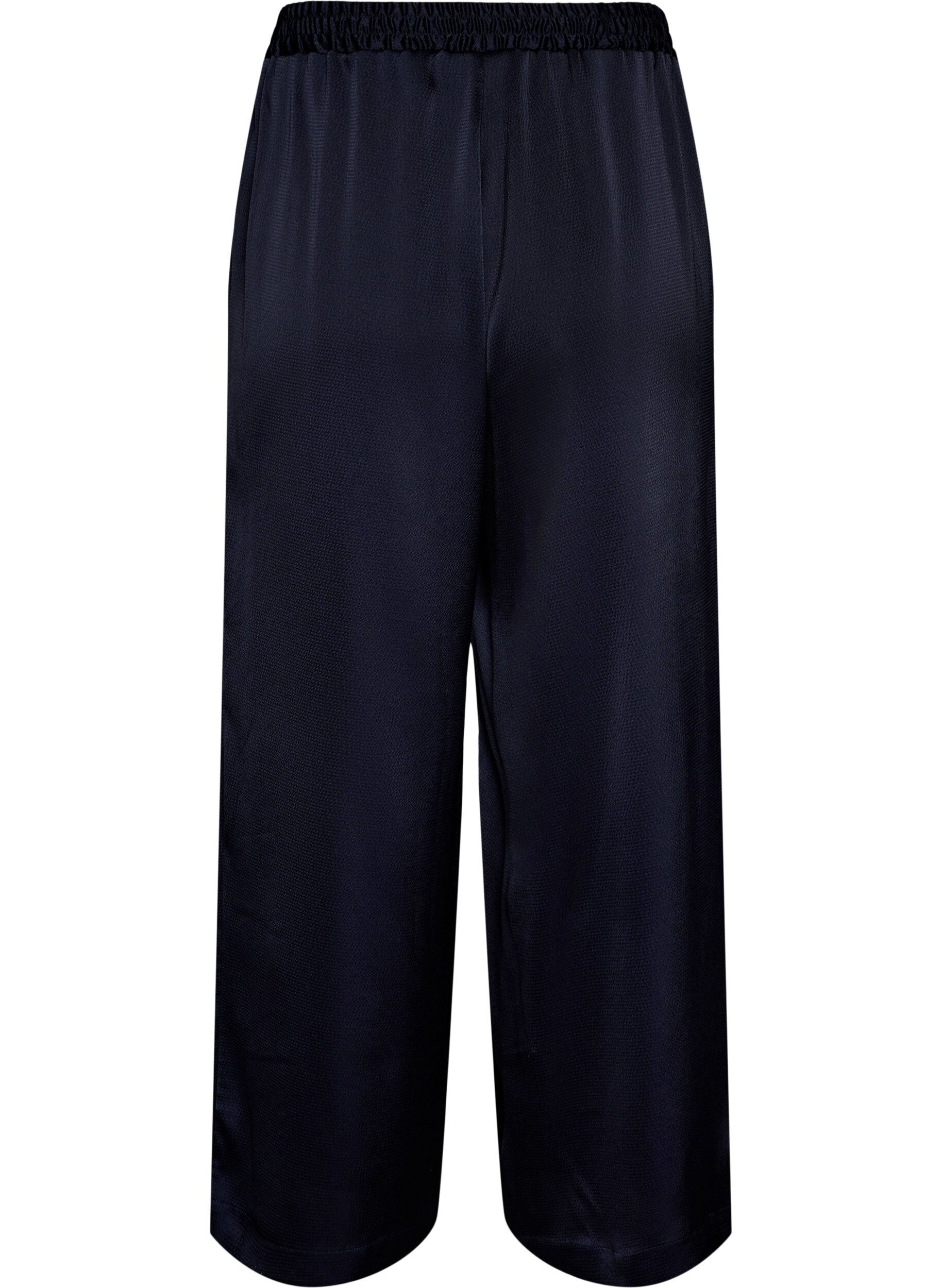 Zizzi Pantalon aspect satin &agrave; jambes larges et droites, Bleu, Packshot image number 1