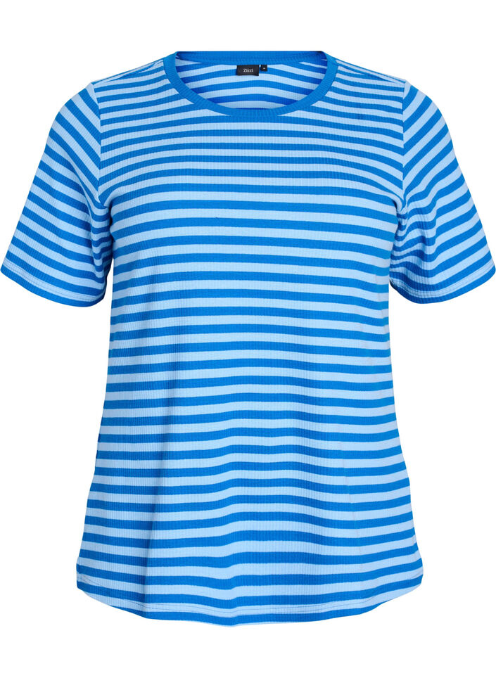 T-shirt ray&eacute; &agrave; texture c&ocirc;tel&eacute;e, Bleu Clair, Packshot image number 0