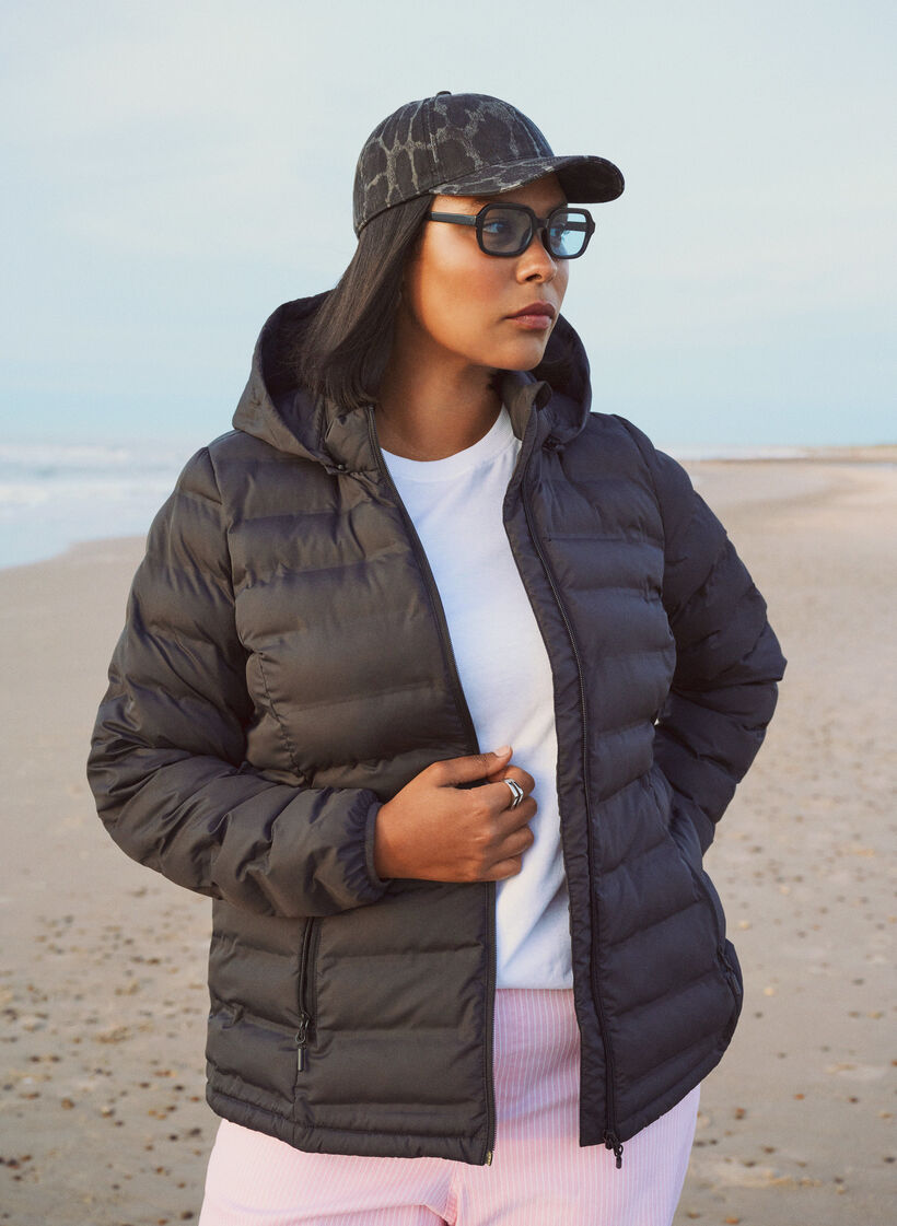 Waterafstotende lichte jas met capuchon, Zwart, Image