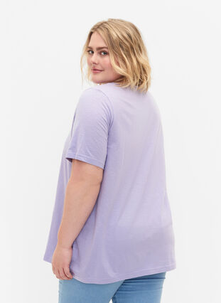 T-shirt en coton avec ruban en dentelle, Lavender, Model image number 1