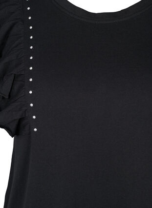 T-shirt en coton à volants et rivets, Black, Packshot image number 2