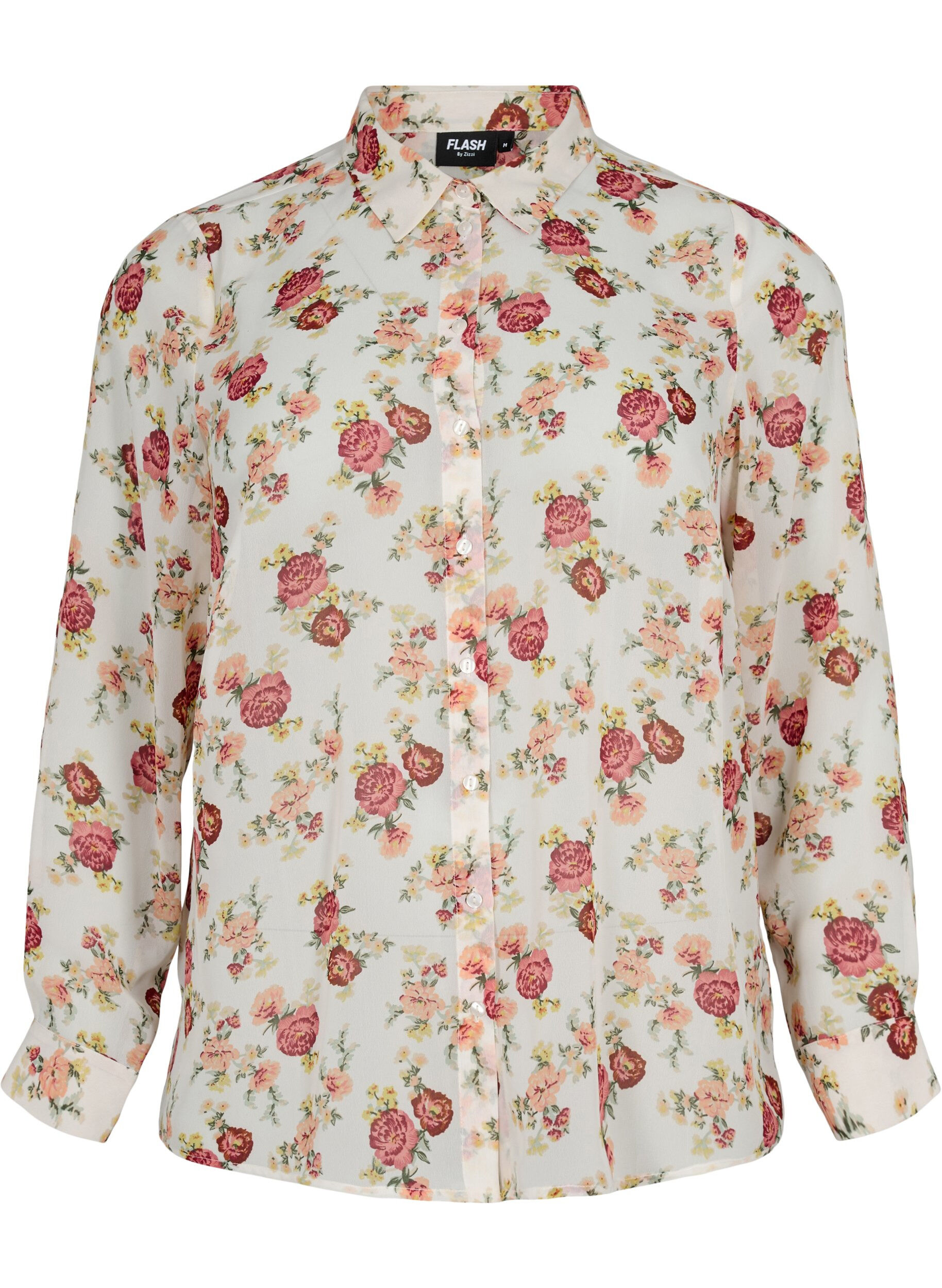 ZizziFLASH - Shirt met lange mouwen en bloemenprint, Off White Flower, Packshot image number 0