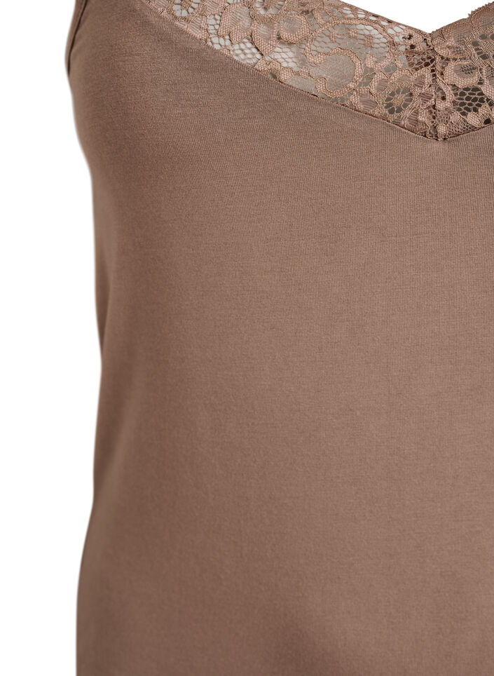 Top en viscose avec bord en dentelle, Beige, Packshot image number 2