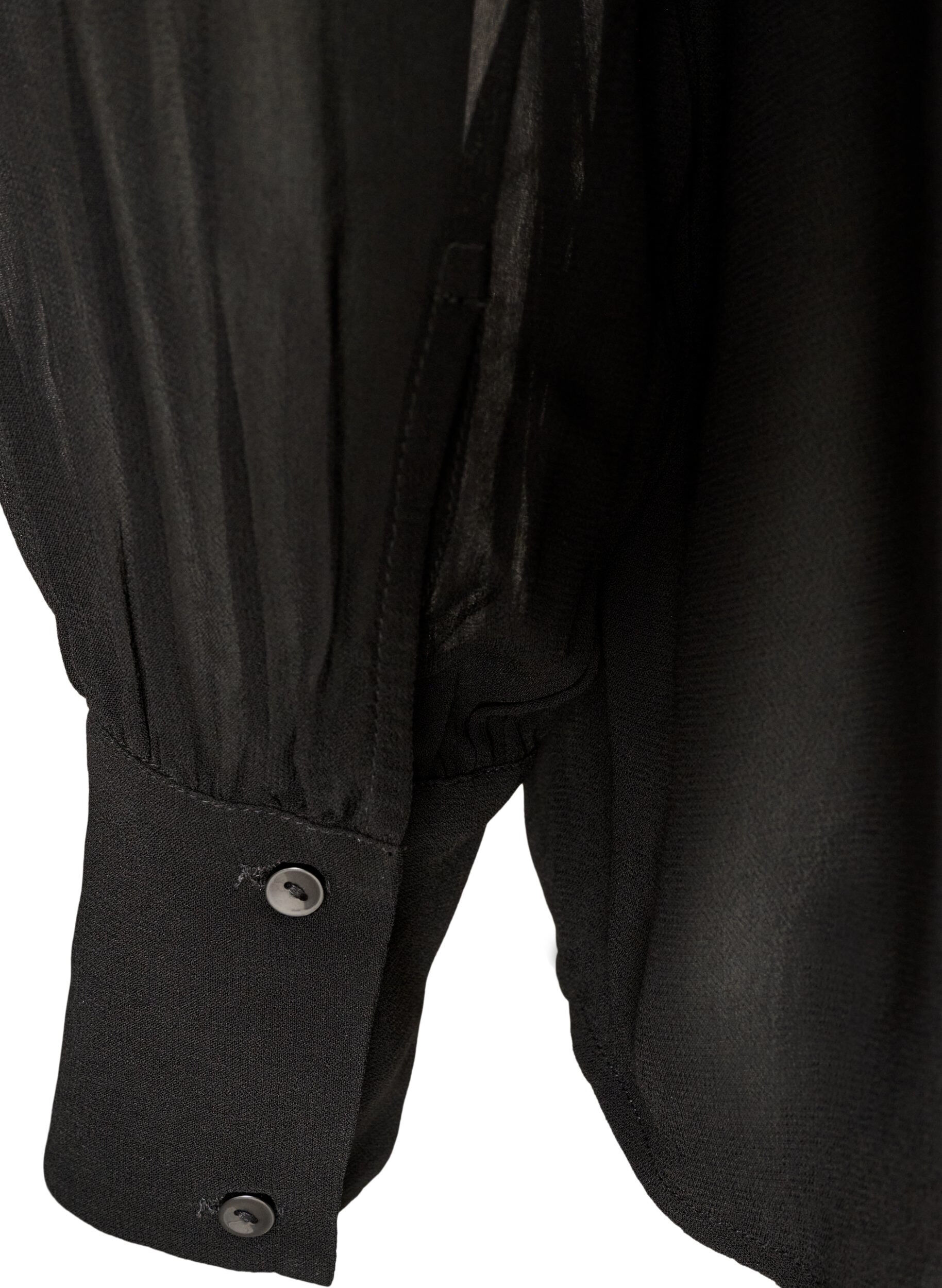 ZizziBlouse en viscose &agrave; col &agrave; volants, Noir, Packshot image number 3