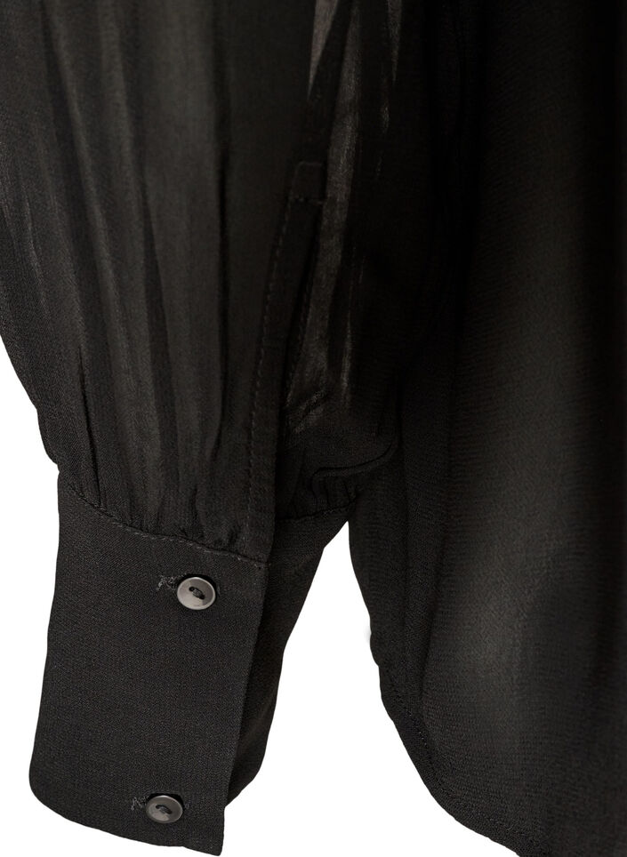 Blouse en viscose &agrave; col &agrave; volants, Noir, Packshot image number 3