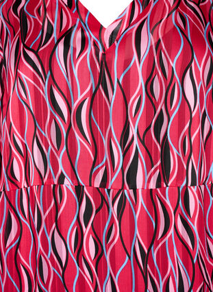Robes midi à manches longues avec imprimé, Fuchsia Pink AOP, Packshot image number 2