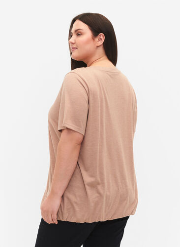 T-shirt mélangé avec bord élastiqué, Natural Mél, Model image number 1