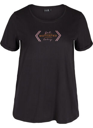 T-shirt de sport avec imprimé, Black Motivated, Packshot image number 0