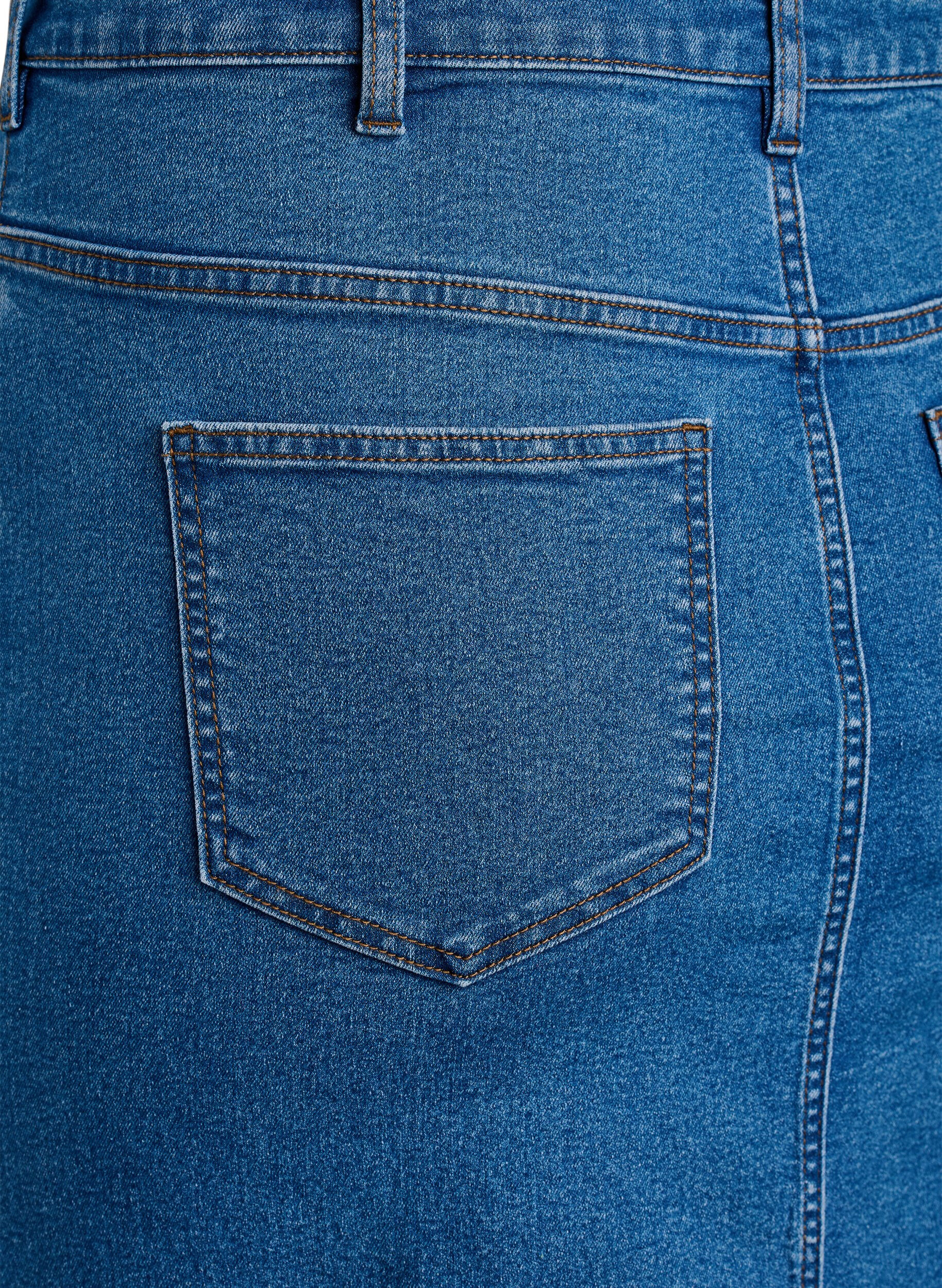 ZizziFLASH - Halflange denimrok met een voorsplit, Blauw, Packshot image number 4