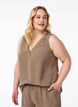 Mouwloze top met kreukeffecten, Bruin, Model image number 0