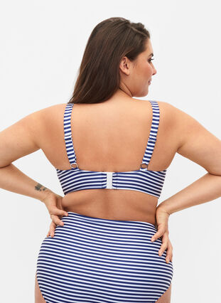 Soutien-gorge de bikini imprimé avec armature, Blue Striped, Model image number 1
