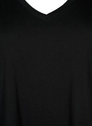 T-shirt à col en V surdimensionné de couleur unie, Black, Packshot image number 2