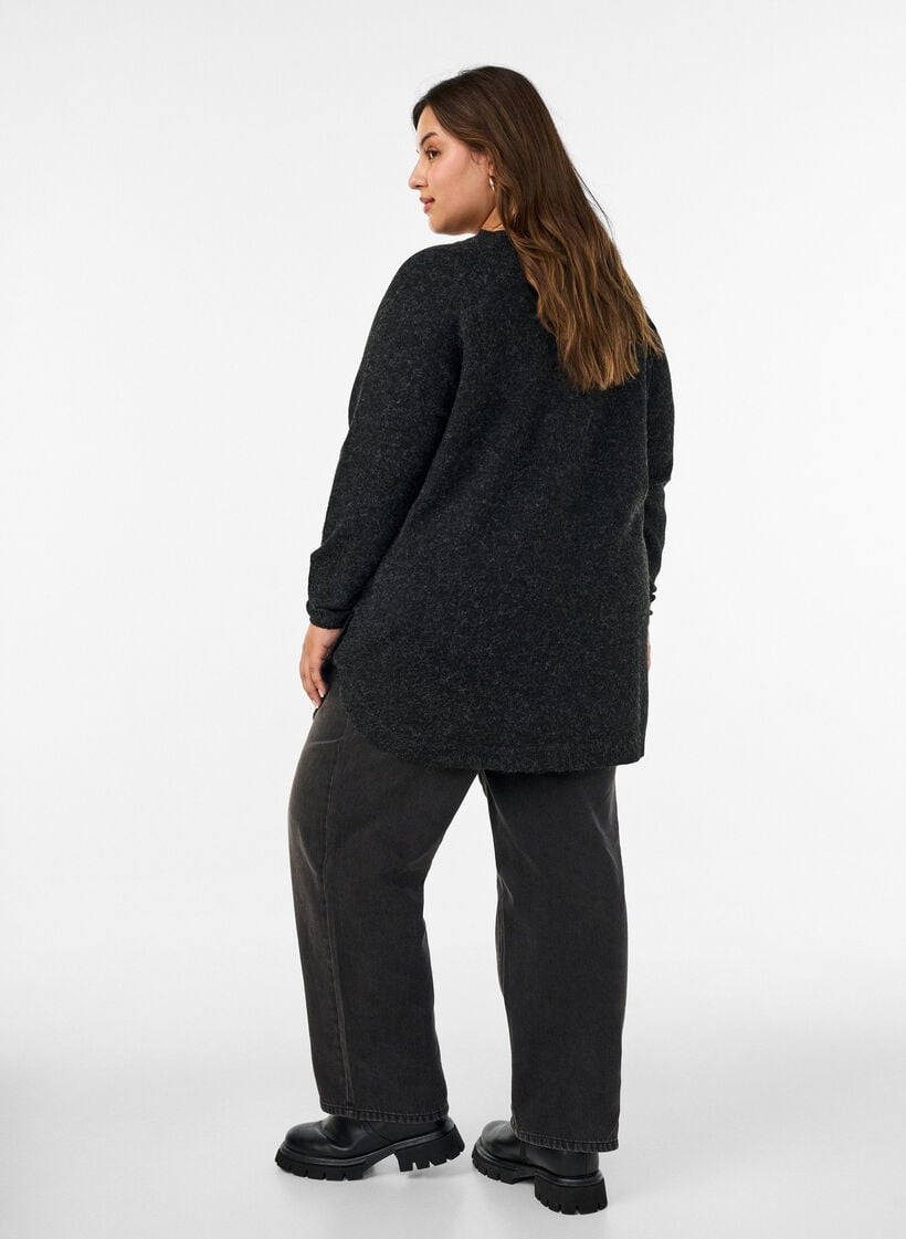 Lange gebreide blouse met balknopen, Grijs, Model image number 2