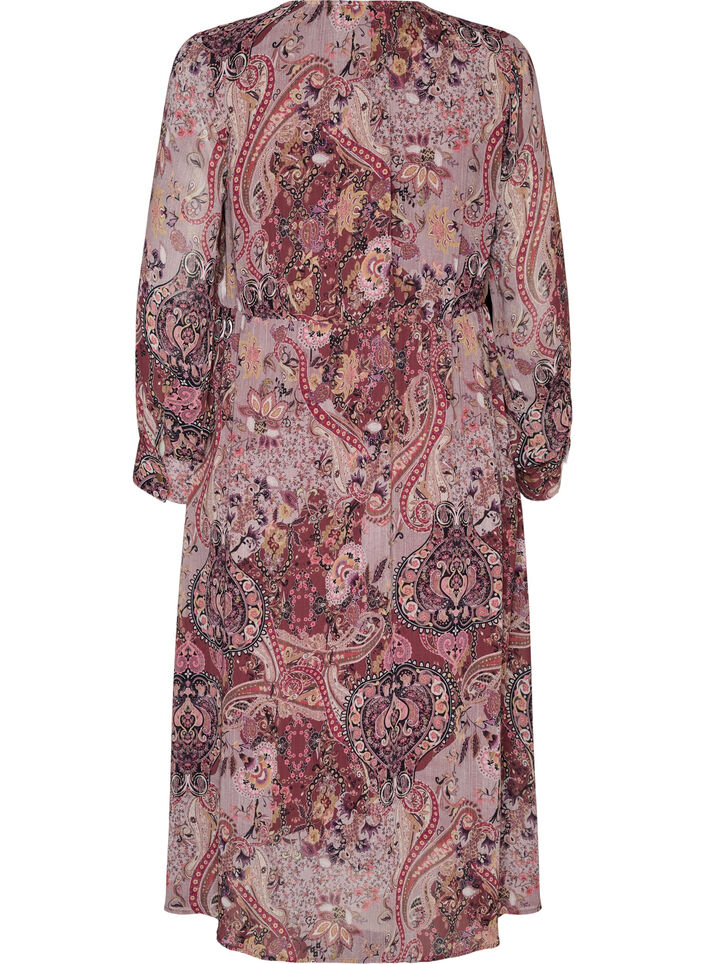 Robe midi &agrave; imprim&eacute; cachemire et taille &eacute;lastique, Violet, Packshot image number 1
