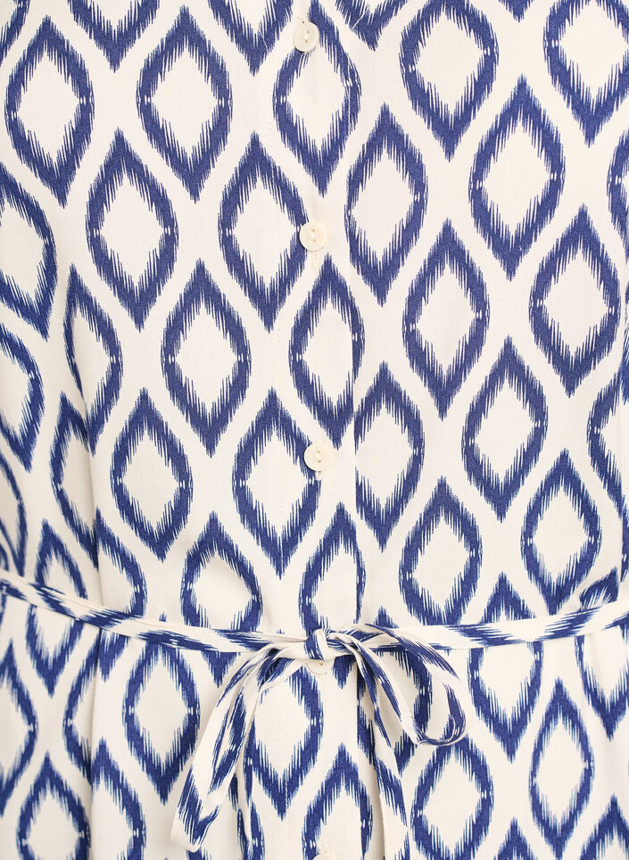 Midijurk met print en strikceintuur, Vanille, Packshot image number 2