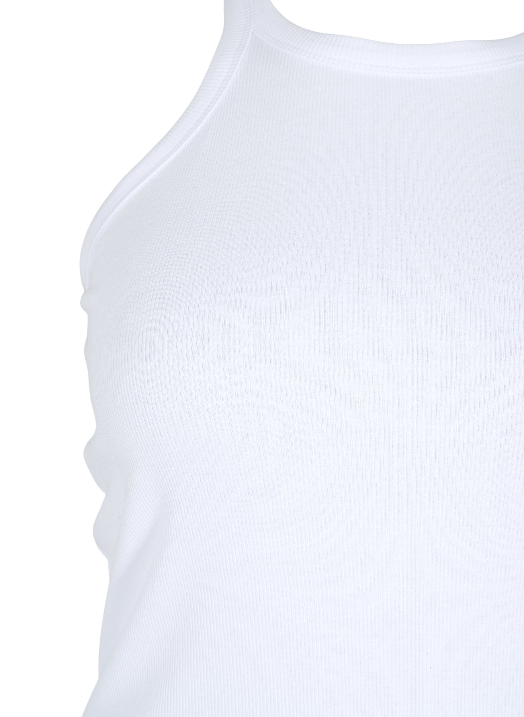 ZizziGeribde katoenen tanktop, Bright White, Packshot image number 2