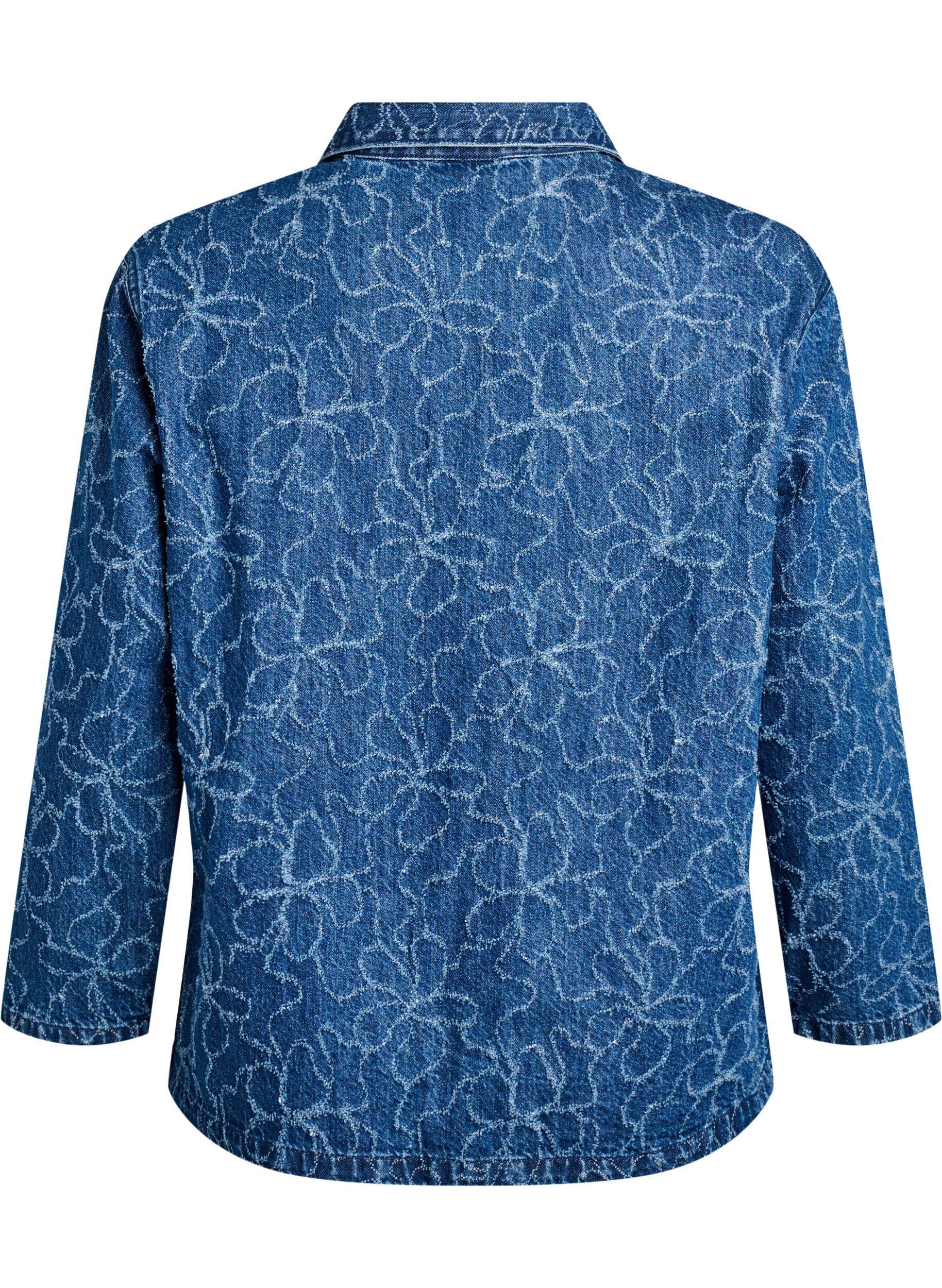 ZizziSpijkerjack met striksluiting en zakken, Blue Denim Destroy, Packshot image number 1