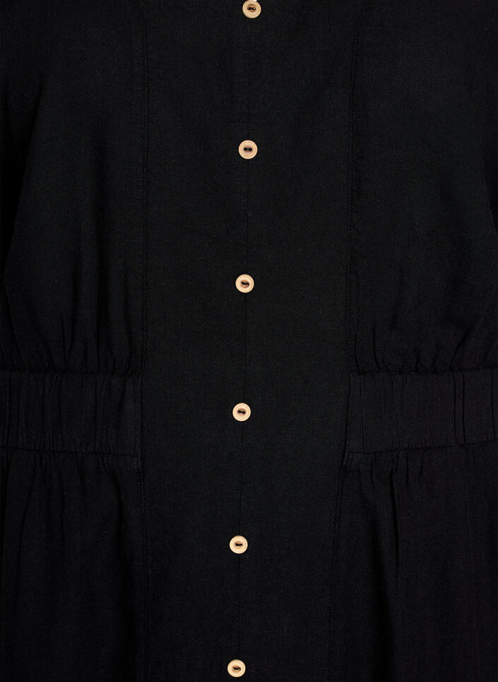 Robe midi en lin et viscose fendue sur le devant, Noir, Packshot image number 2