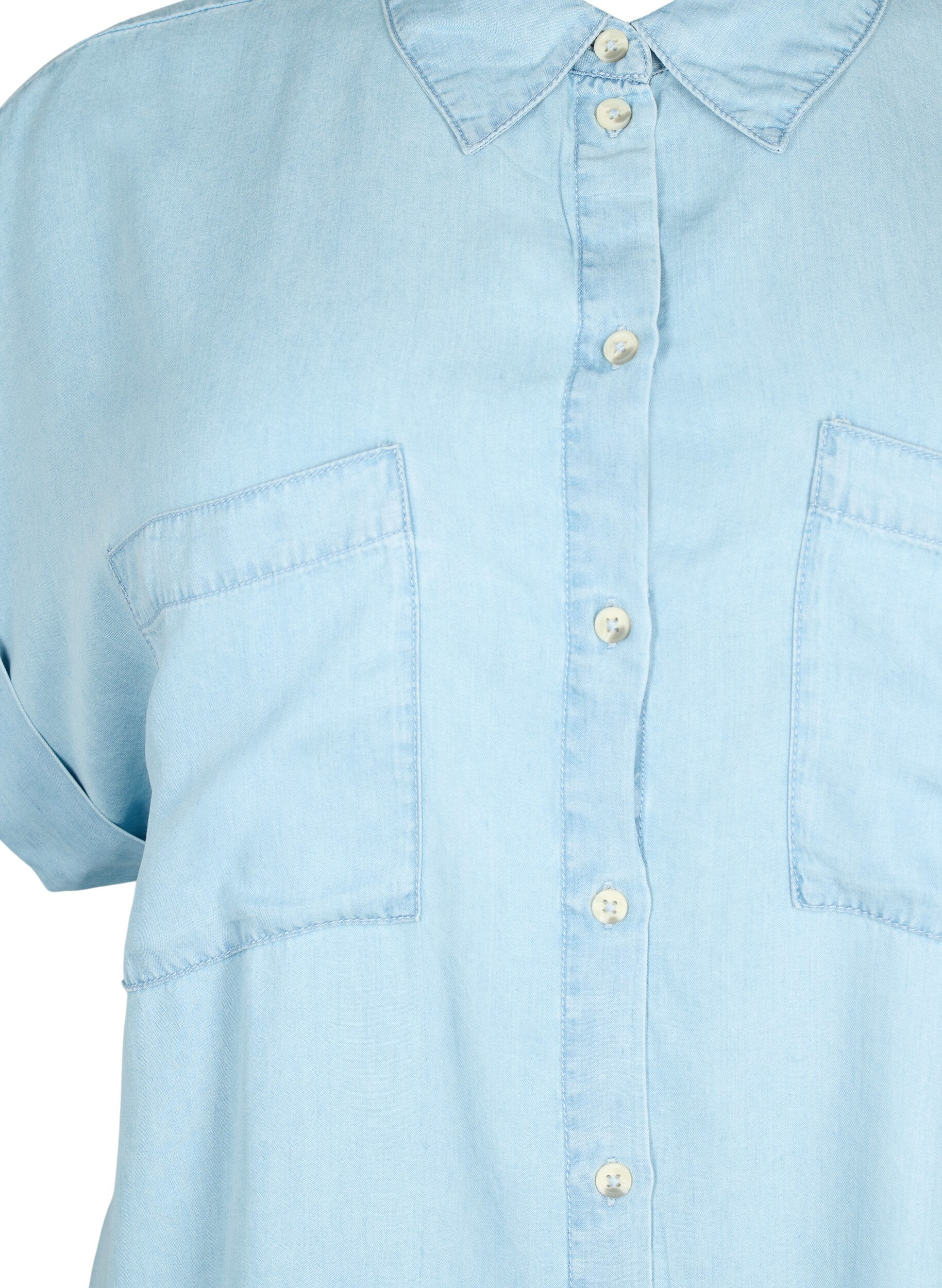 ZizziOverhemd met korte mouwen van lyocell (TENCEL&trade;), Light blue denim, Packshot image number 2